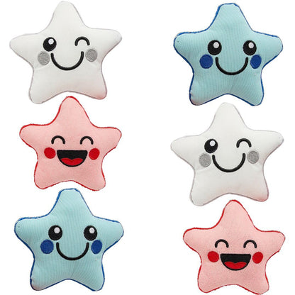 Fun Express Glow-in-The-Dark Patriotic Stuffed Stars - 6 Pc
