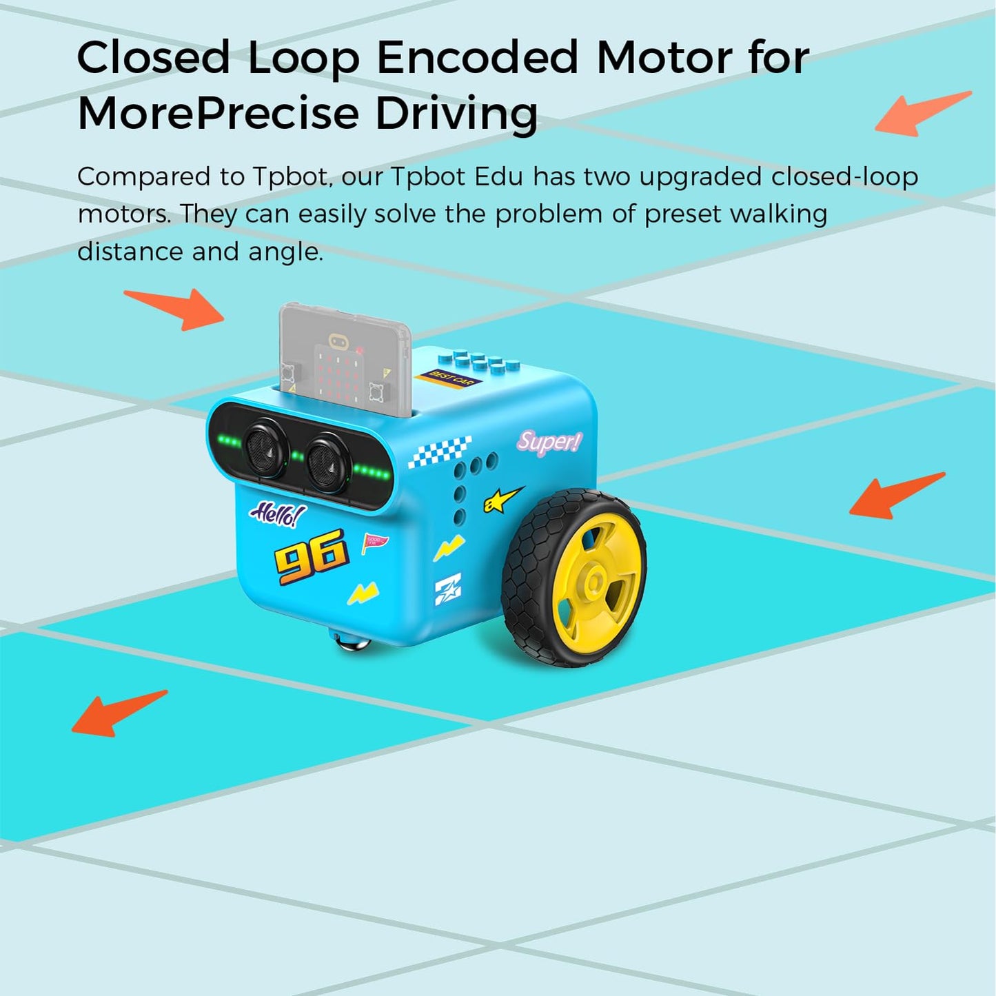 ELECFREAKS microbit Tpbot-Edu Version Kit Precise Control Angles and Directions Suitable for STEM Project, BBC Micro:bit DIY Coding Car with Wiki