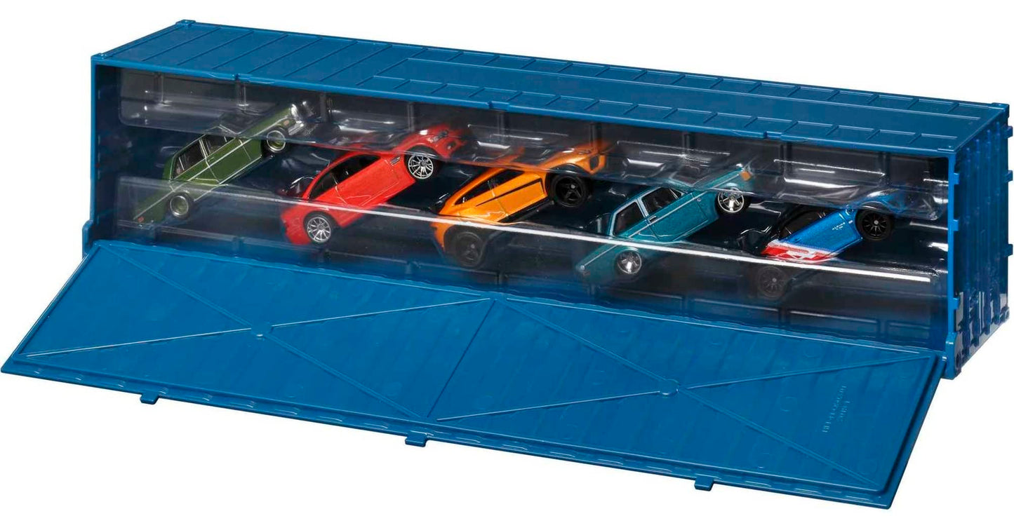 Hot Wheels Strasse, Autobahn, Autostrasse Container Set, 5 1:64 Scale Cars in Collectible Container, Metal/Metal & RealRiders, for Collectors