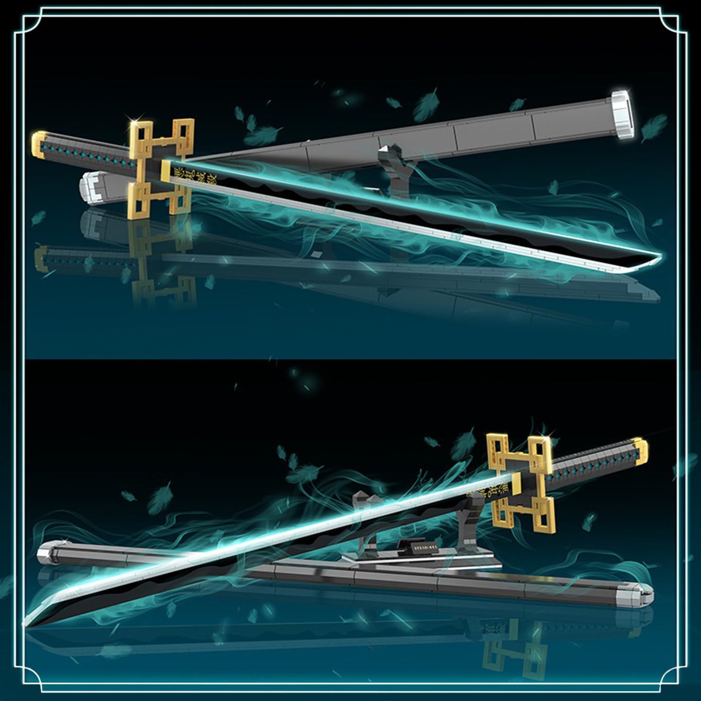 HIGH GODO Demon Anime Sword Building Set, 40in Tokitou Muichirou Sword Set with Scabbard and Stand, Cosplay Anime Katana Sword Building Blocks