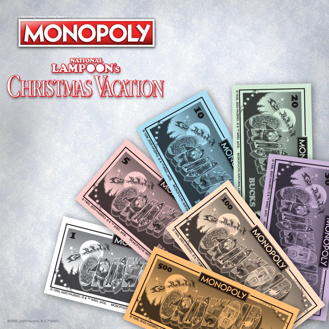 Monopoly National Lampoons Christmas Vacation, Featuring Themed Tokens Squirrel, Egg Nog Glass, Chainsaw & More, 2-6 Players, Ages 15+, Play Time 60+