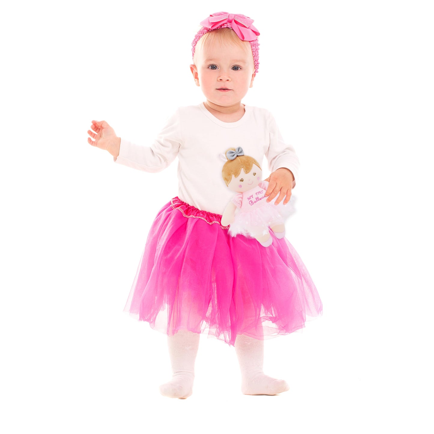 June Garden 9" Soft Ballerina Baby Doll Freya - Adorable My First Baby Doll for Infants - Sensory Baby Rattle Toy - Pink