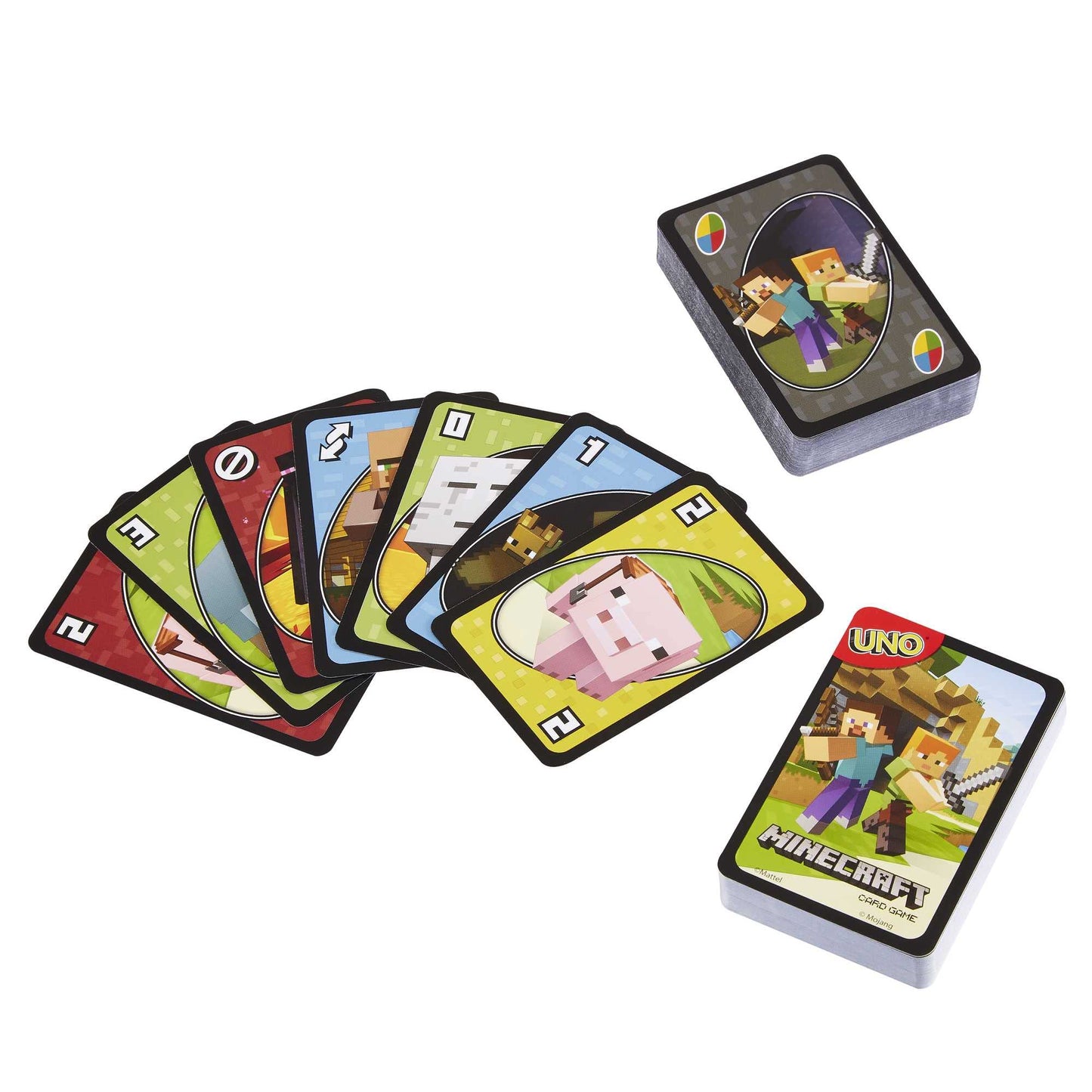Mattel Games UNO Minecraft Card Game for Kids, Adults, Families & Parties, Deck & Special Rule Inspired by the Video Game, 2 to 10 Players