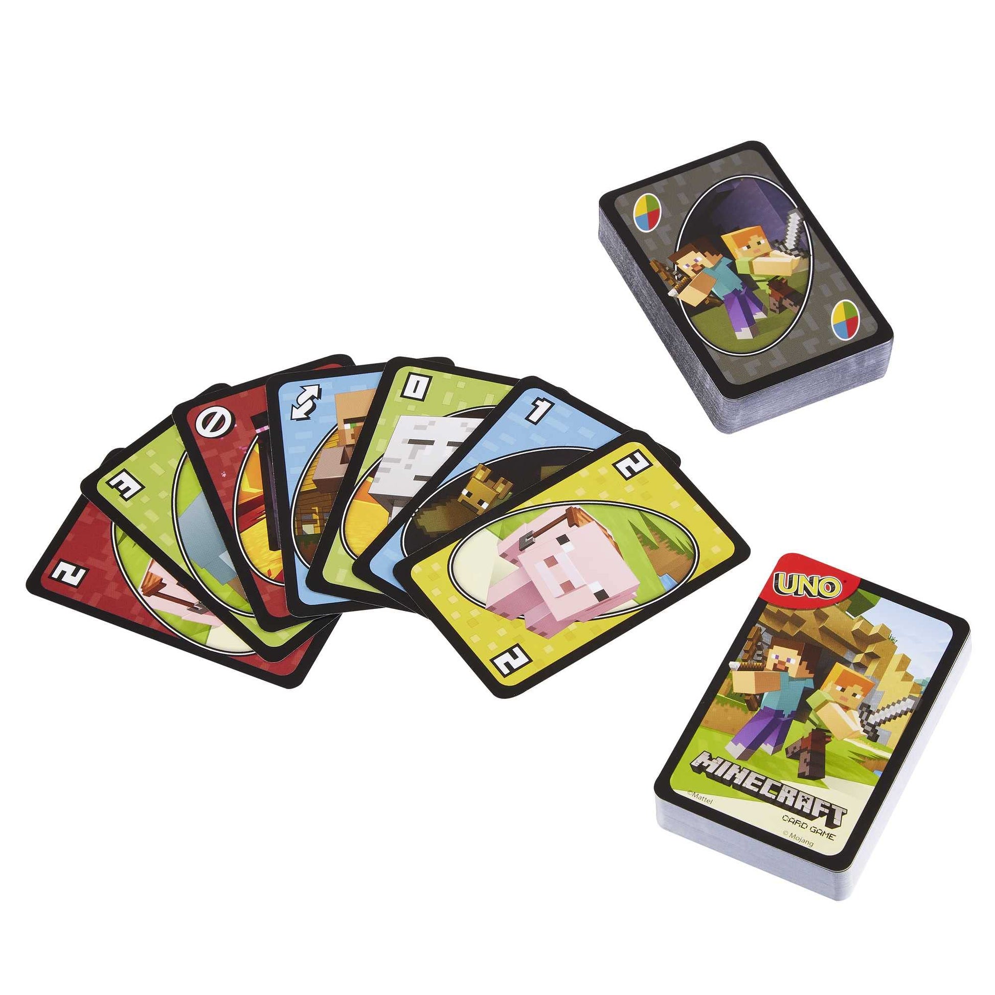 Mattel Games UNO Minecraft Card Game for Kids, Adults, Families & Parties, Deck & Special Rule Inspired by the Video Game, 2 to 10 Players