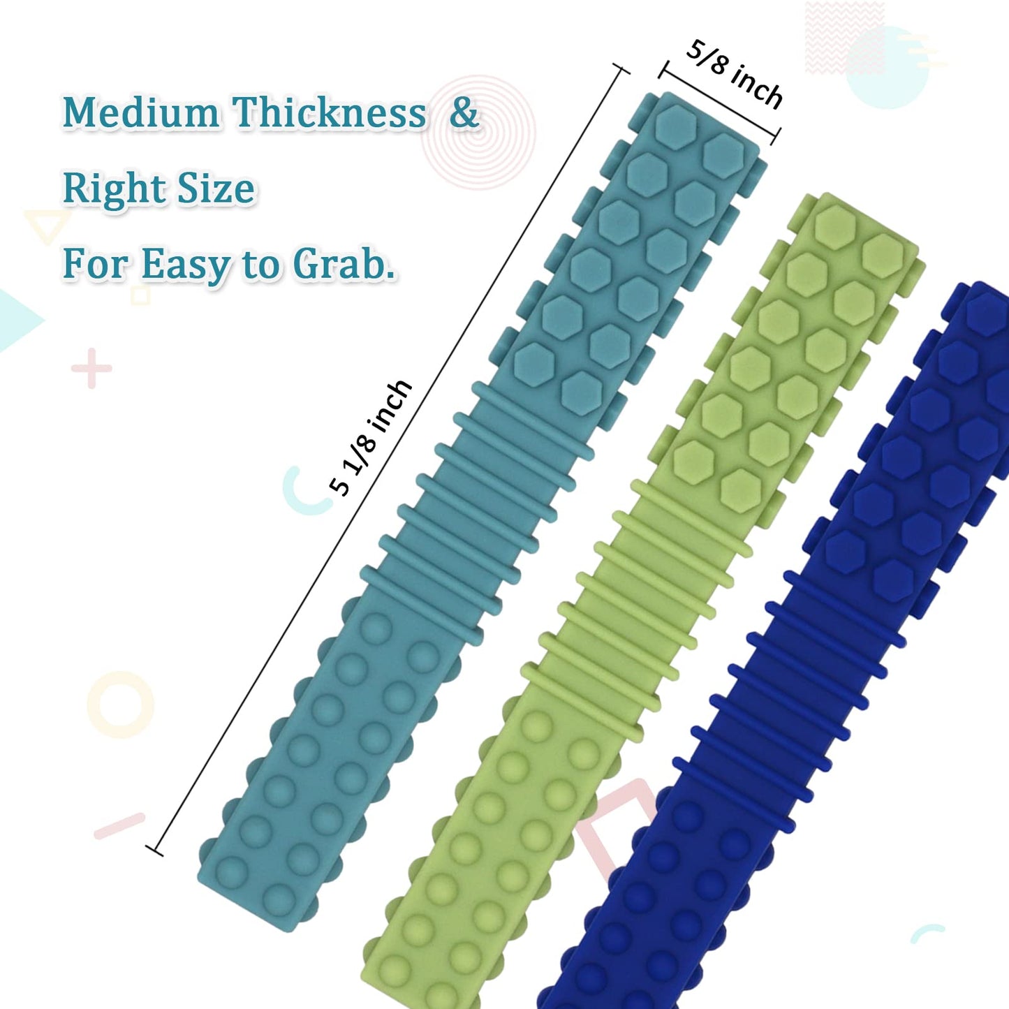 Sensory Chewy Toys for Autistic Children, 5 Pack Silicone Chew Tube Teething Sticks Toys for Autism, ADHD, SPD, Chewies with Special Needs, Oral Motor