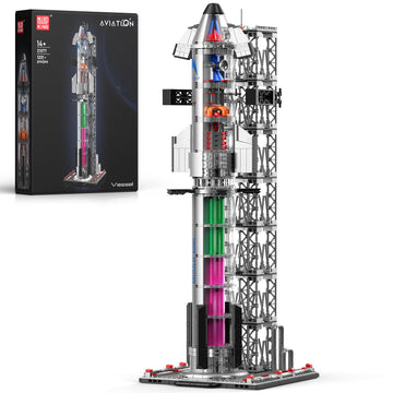 Mould King 21077 Space Rocket Building Blocks Set, 1231+PCS Semi-Transparent Space Shuttle Model, Collectible Spaceship Exploration Rockets for Adults