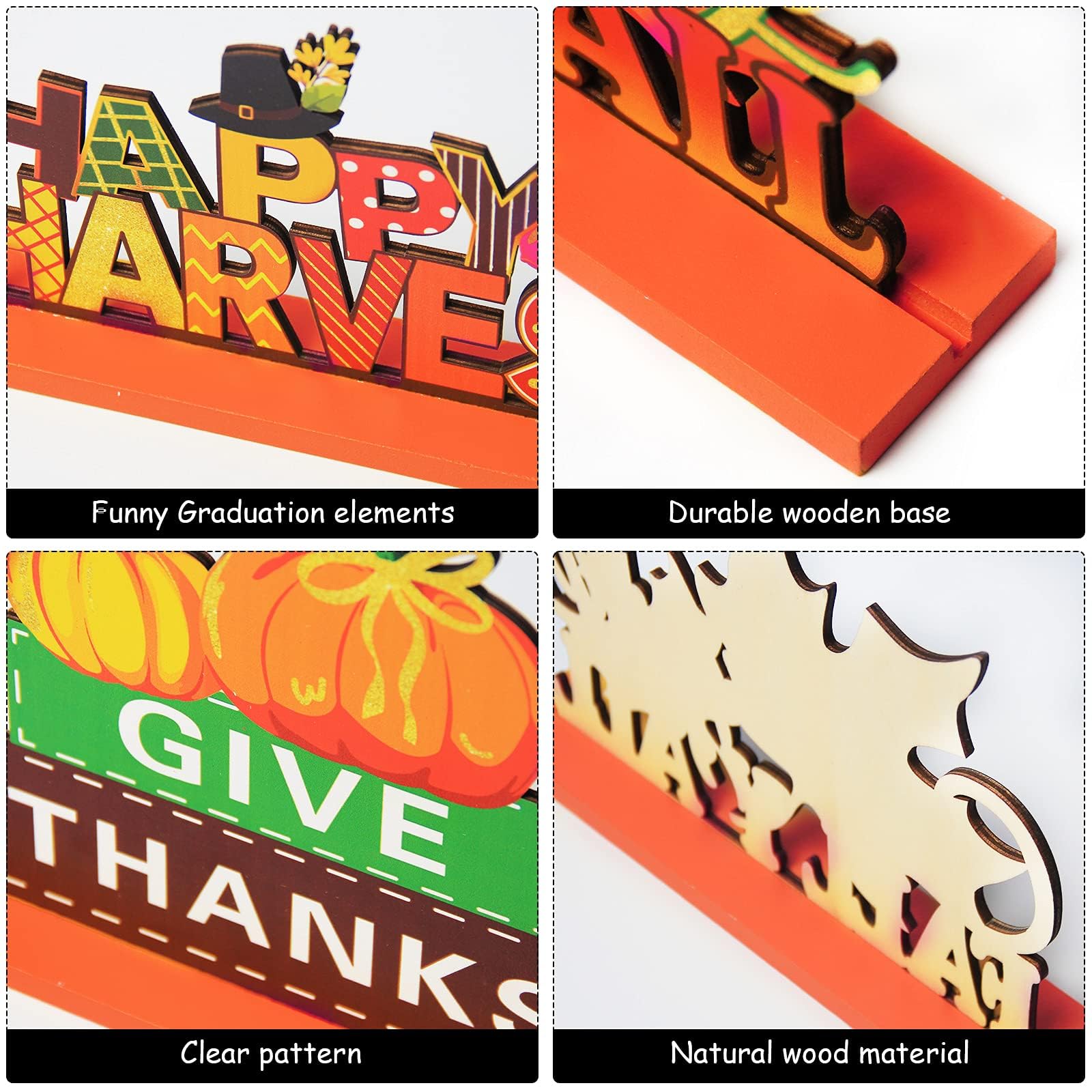 4 Pieces Thanksgiving Party Decorations Wooden Happy Fall Y'all Party Supplies Thanksgiving Centerpieces Autumn Table Decorations for Home Holiday