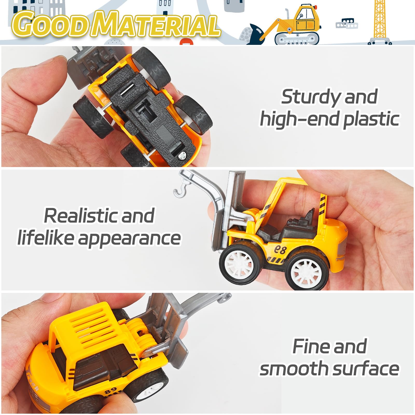 OJYUDD 12 Pcs Mini Construction Vehicles,Pull Back Engineering Vehicles,Play Figure Vehicles Toys for Birthday Party Favors,Gifts,Rewards
