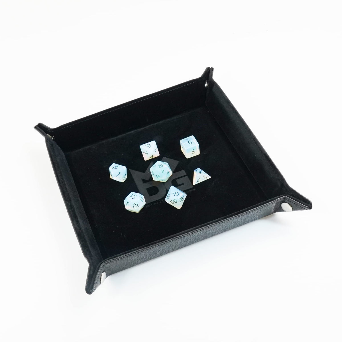 Fanroll Velvet Dice Tray with Leather Backing, Black