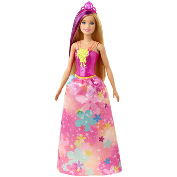 Barbie Dreamtopia Royal Fashion Doll & Accessory, Blonde with Purple Hairstreak Wearing Removable Pink Skirt & Headband