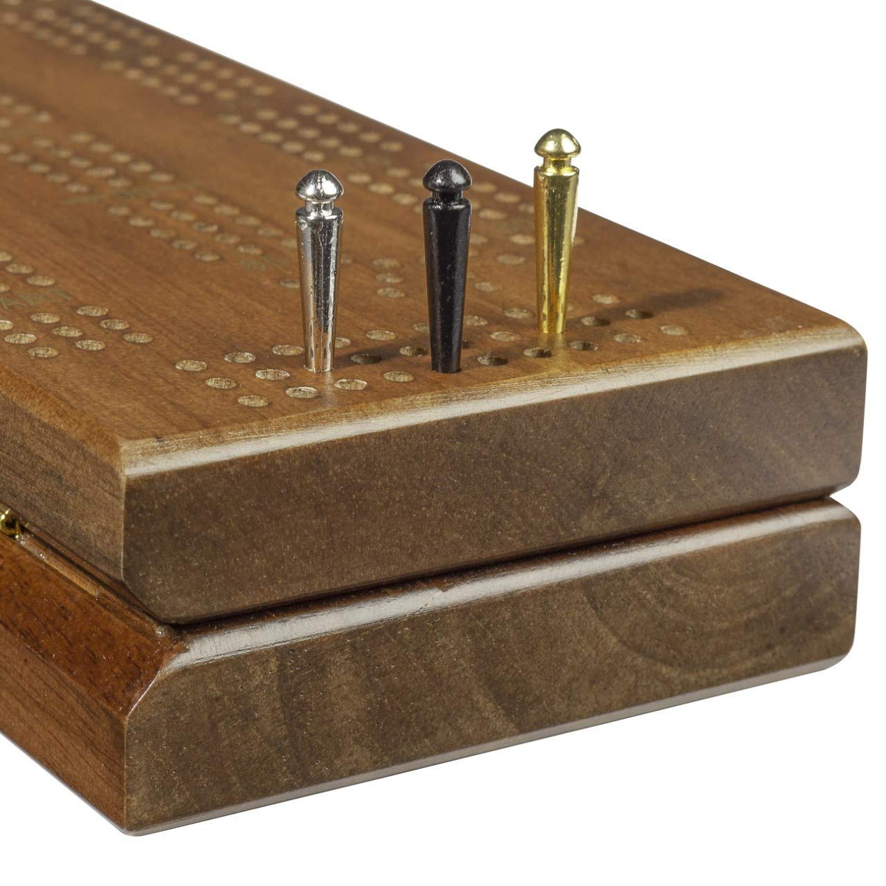 WE Games Premium Easy Grip Metal Cribbage Pegs with Tapered Design - Set of 9, Sleek and Stylish for Cribbage Boards, (3 Gold, 3 Silver, 3 Black) Fits