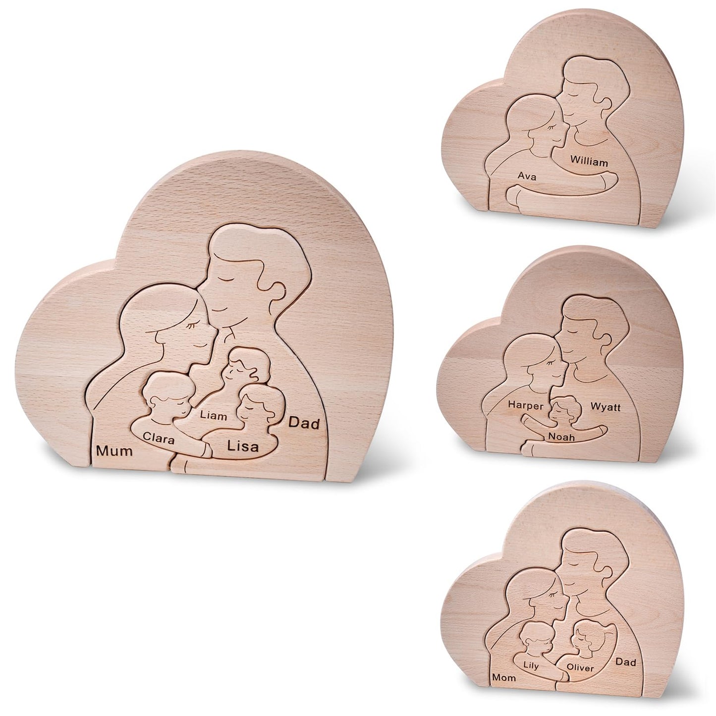 YOOURNEONS Custom Puzzle Personalized Wooden Puzzle with Family Name Personalized Wooden Home Decor Puzzles Gifts for Mom, Dad,Grandparents, Birthday