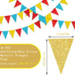45 Pieces Colorful Pennant Flags - 49ft Carnival Theme Party Garland Banner Yellow Blue Red Glitter Paper Pennant Triangle Bunting Flag for Baby