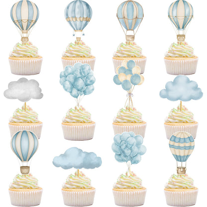 36pcs Hot Air Balloon Cupcake Toppers: Hot Air Balloon Decorations Adventure Awaits Baby Shower Hot Air Balloon Baby Shower Decorations