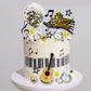31 PCS Guitar Cake Toppers Music Notes Balls Cake Decorations for Musician Rock Theme Birthday Supplies (Black)