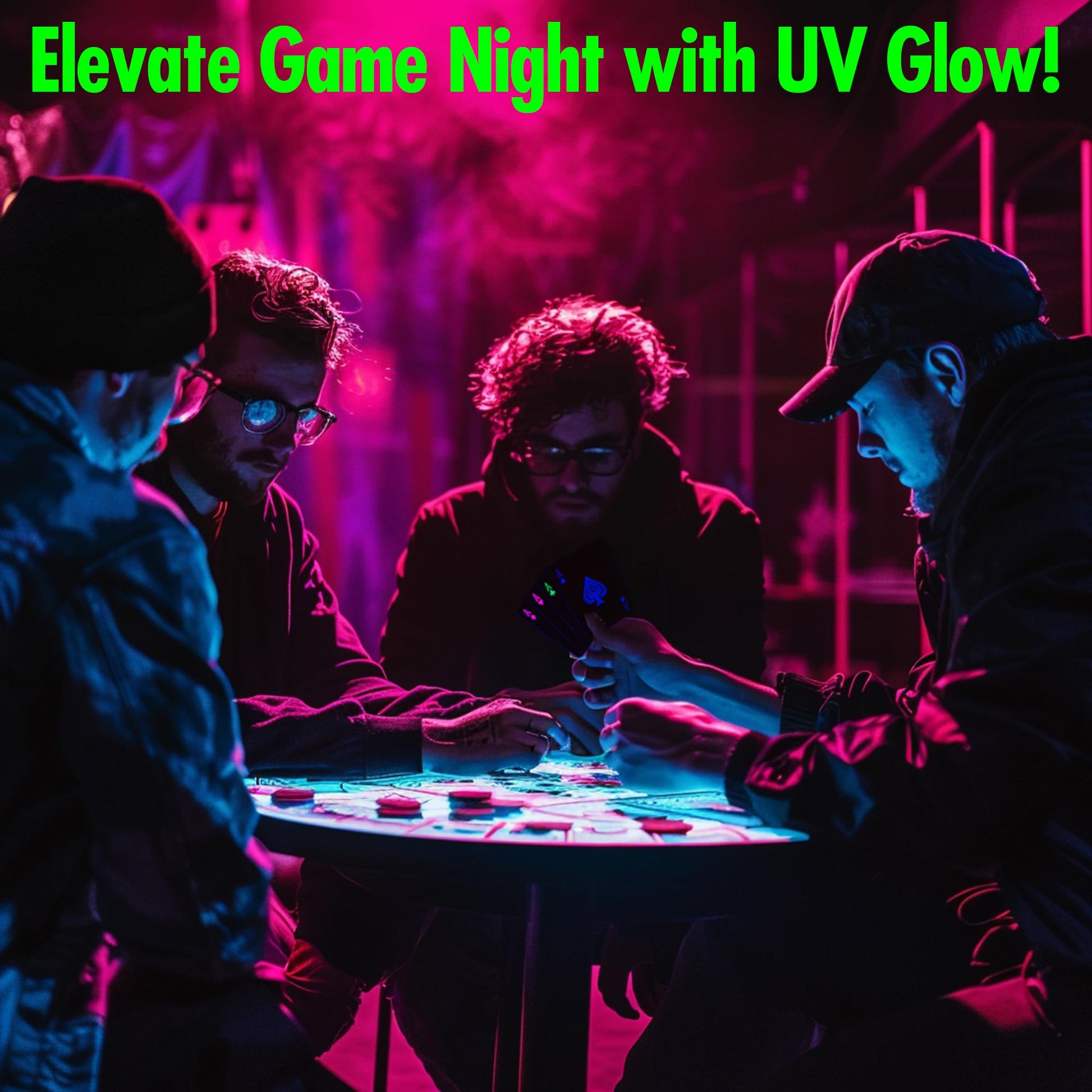 Funwares UV Black Light Playing Cards by Island Dogs- Neon Fluorescent Glow Deck for Black Light Games, Glow in the Dark Playing Cards, Parties