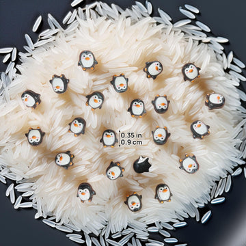 100PCS Miniature Penguin Resin Cabochons, Cute Flatback Embellishments for DIY Crafts, Phone Case Decoden, Slime & Dollhouse Winter Scenes