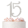 15 Cake Topper - Silver Rhinestone - 15th Birthday or Anniversary
