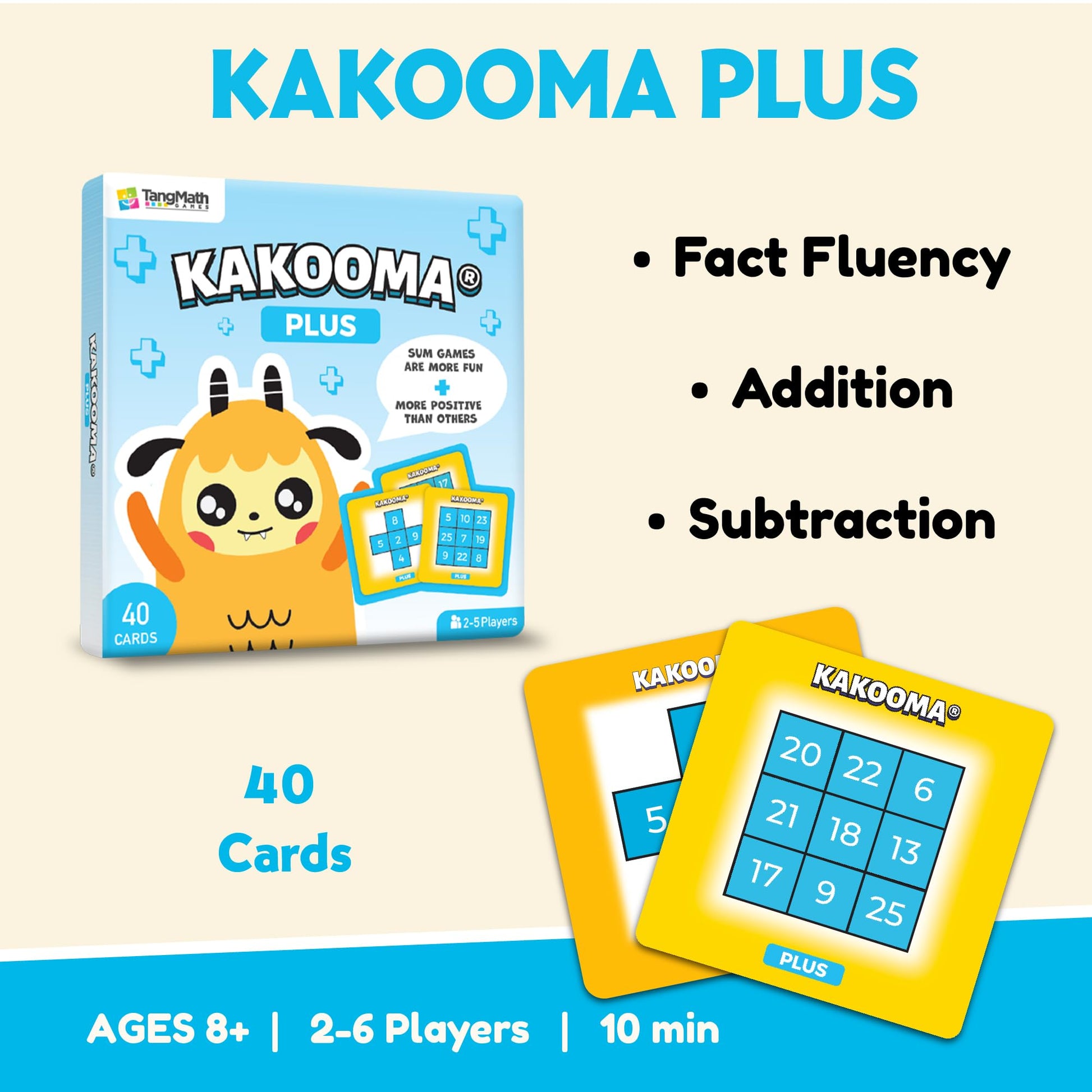 Kakooma Plus - Addition & Subtraction Puzzle Game for Fact Fluency - Fun Math Challenge for Grades 1-4