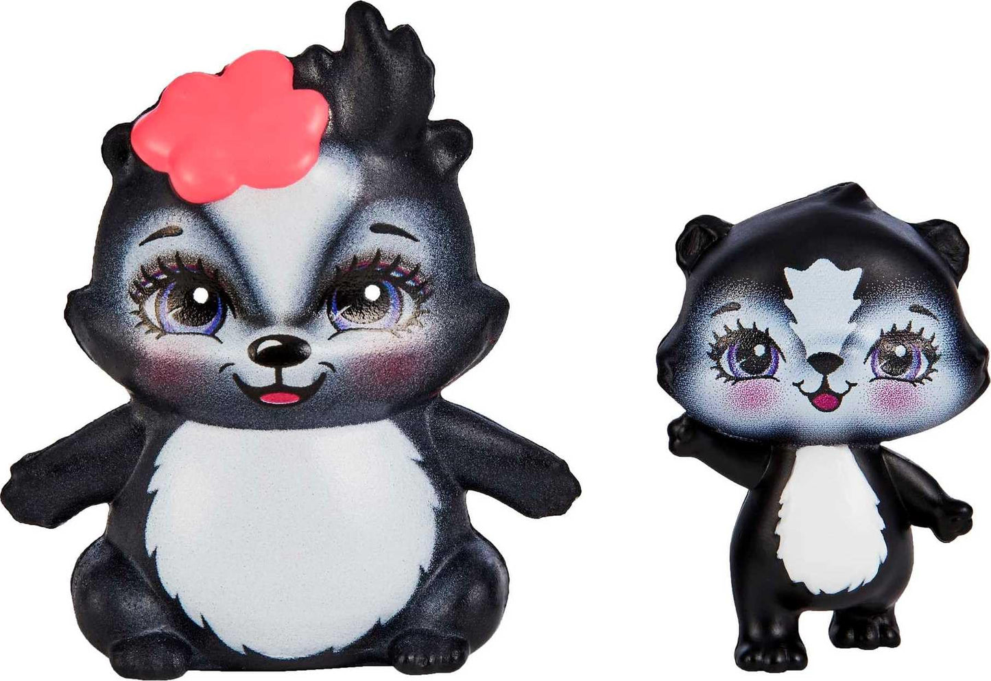 Mattel Enchantimals Family Set with 2 Sister Small Dolls & 2 Animal Figures, Sage (6-inch) & Sabella (4-inch) Skunk Dolls in Removable Skirts &