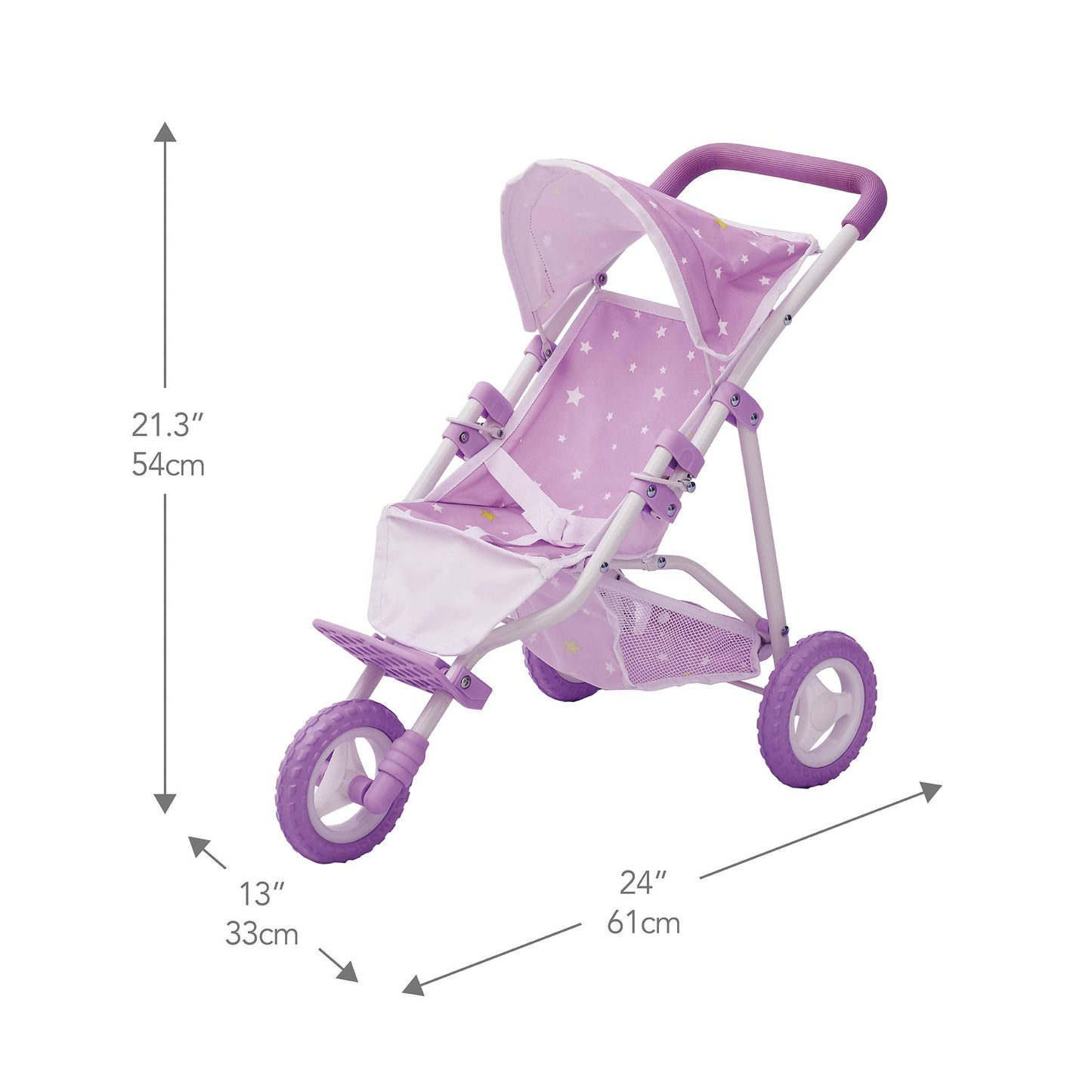 Olivia's Little World Baby Doll Jogging-Style Stroller with Canopy, Seatbelt and Storage Space, Purple and White