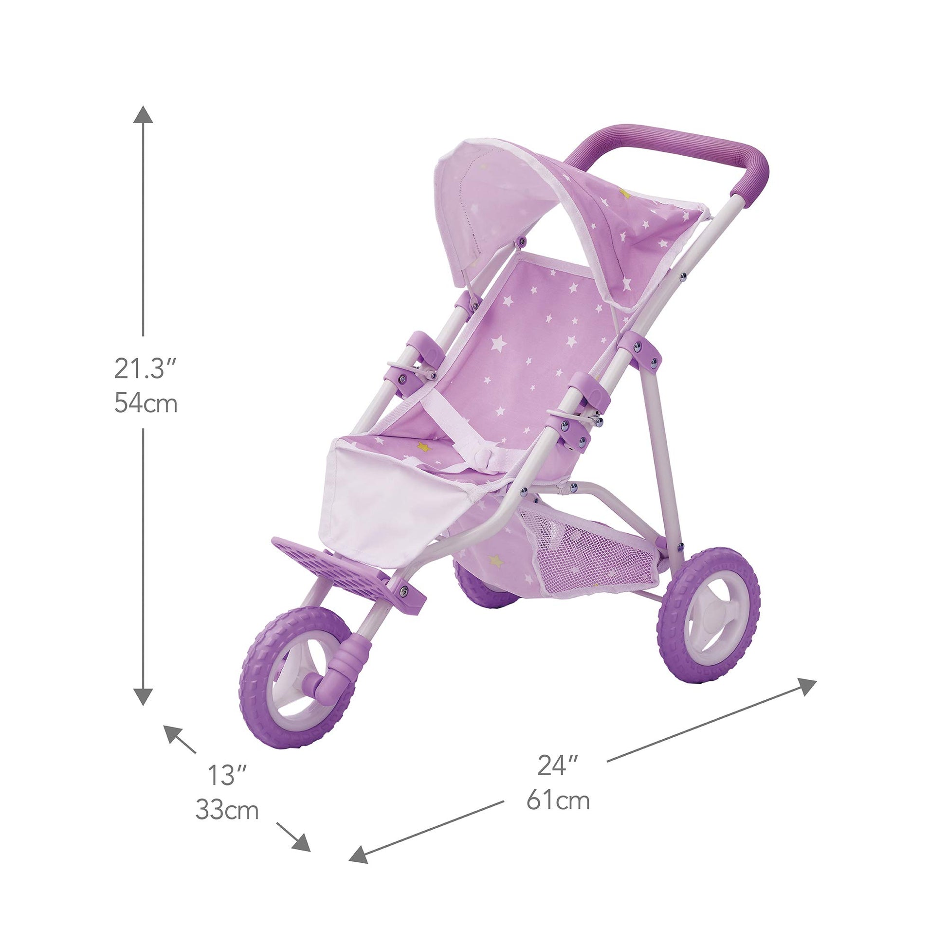 Olivia's Little World Baby Doll Jogging-Style Stroller with Canopy, Seatbelt and Storage Space, Purple and White