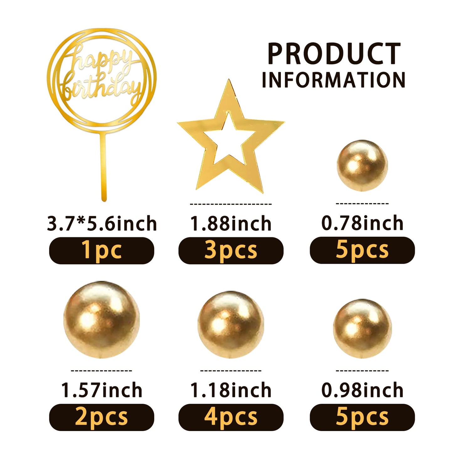 Ball Cake Toppers Simplicity Gold Ball Cake Toppers DIY Cake Insert Topper Foam Cake Balls Baking Decoration for Wedding Anniversary Birthday (Gold)