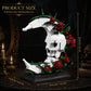 JYLWSMHU Skull Moon Rose Building Block Set Gothic Skeleton Head with Red Flowers Goth Horror Skeleton Pot Home Table Decor for Adults 606PCS