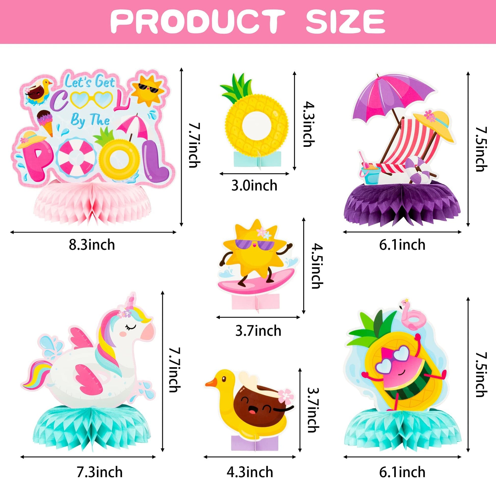 ArowlWesh 12Pcs Summer Pool Honeycomb Centerpiece Decoration, Pink Beach Ball Table Toppers for Girls and Kids, Hawaiian Flamingo Beach Party Luau