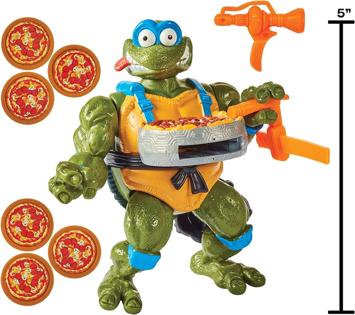 Teenage Mutant Ninja Turtles PlayMates TMNT Pizza Tossin Leo, 5/'' Figure, Launch Pie Discs!