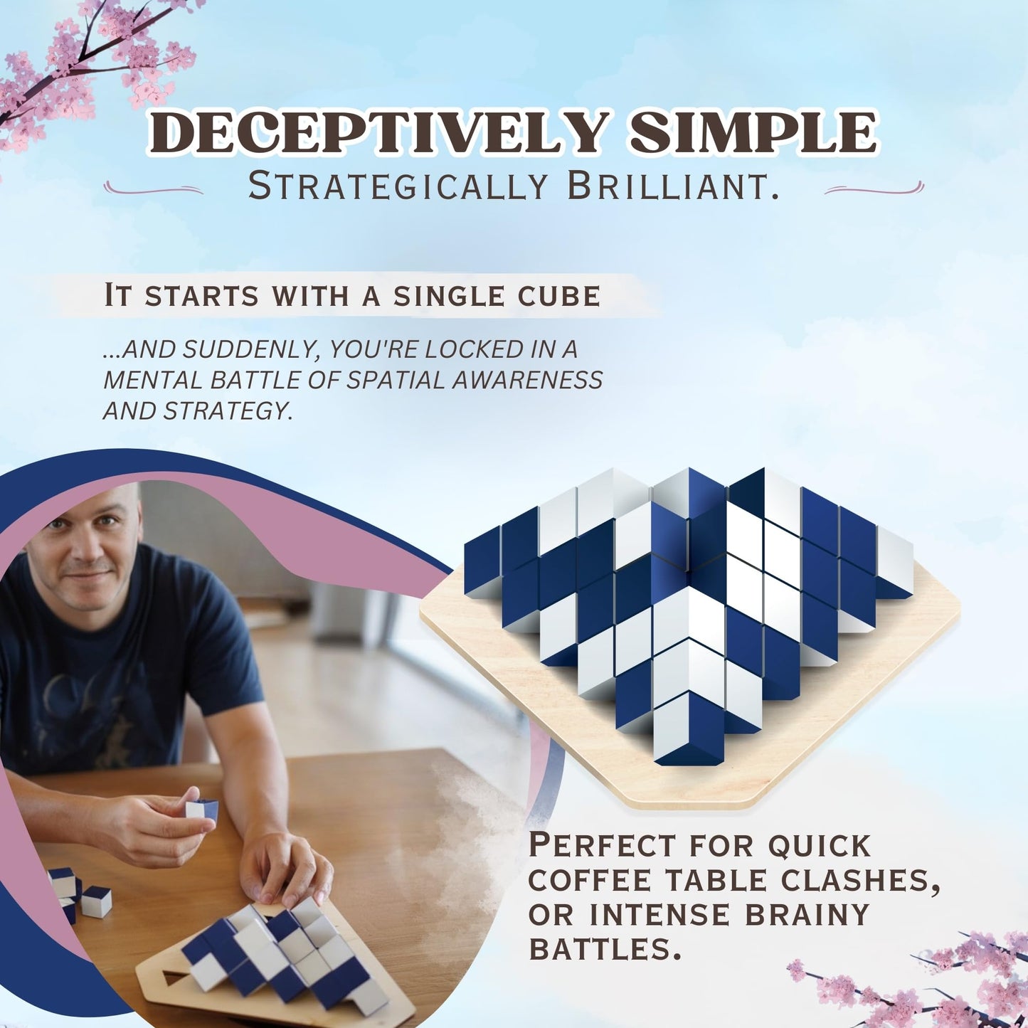 yamma 4-in-a-Row Game with Wooden Spinning Board, 3D Visual Strategy Experience for Ages 12+, a Quick and Clever Challenge Ideal for Families, Teens