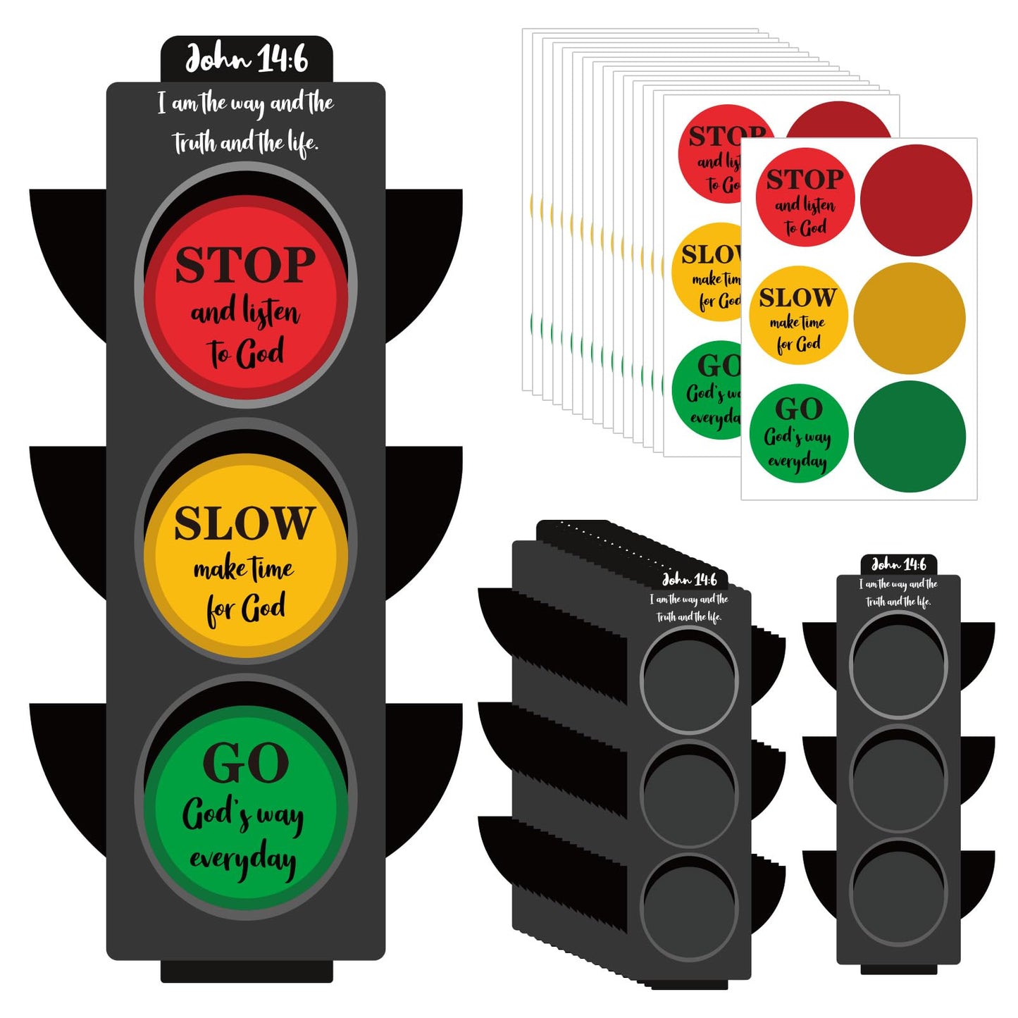BLSUREFYX 24 Sets Traffic Light Craft Kit Christian Sunday School Bible Crafts Traffic Lamp Crafts Traffic Light Decoration for Kids Classroom