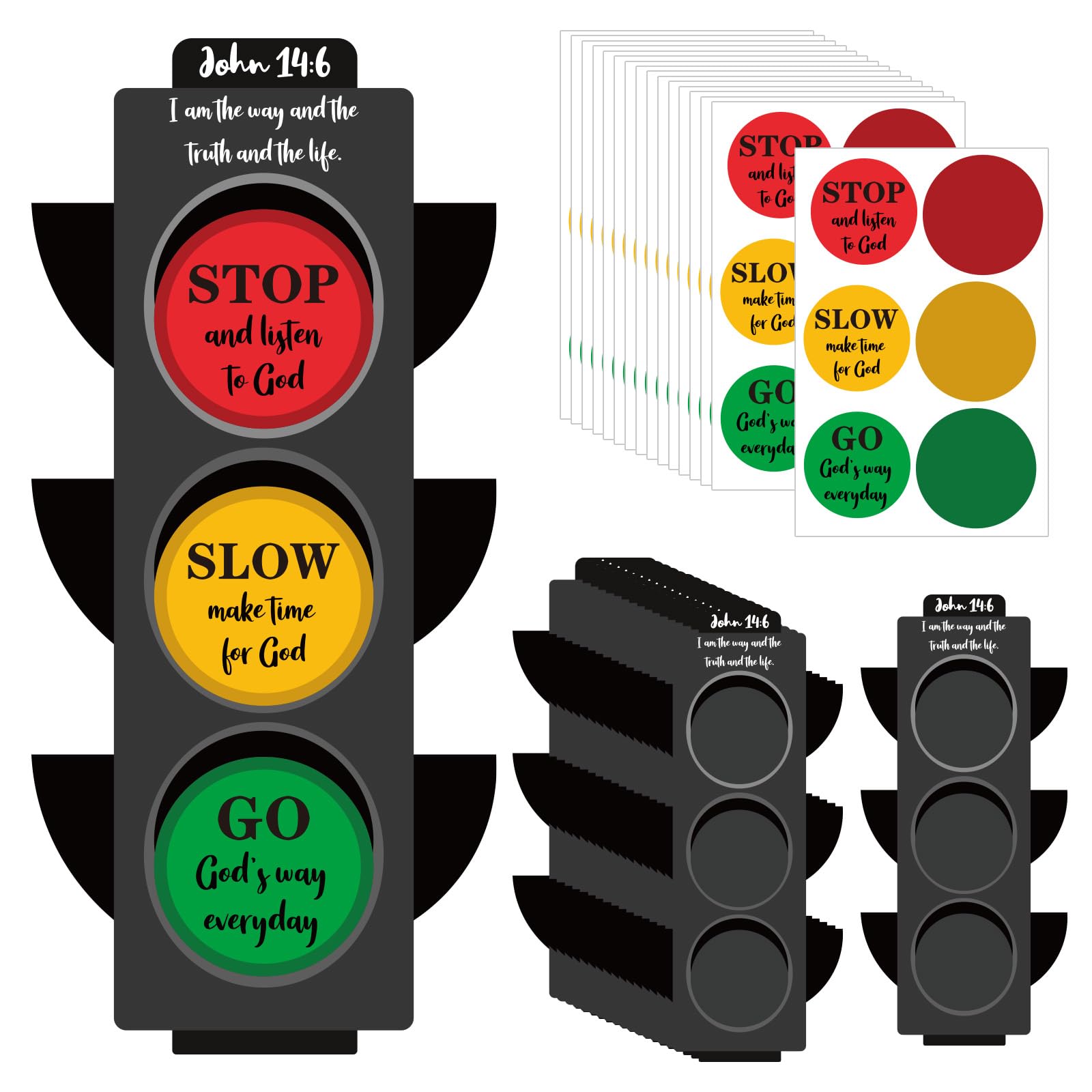 BLSUREFYX 24 Sets Traffic Light Craft Kit Christian Sunday School Bible Crafts Traffic Lamp Crafts Traffic Light Decoration for Kids Classroom