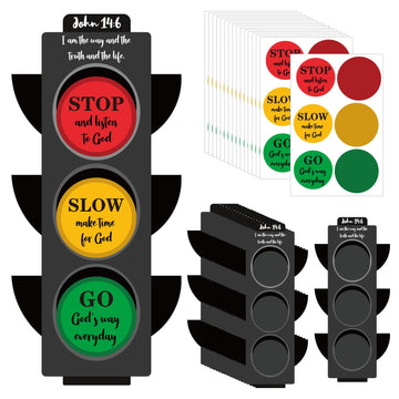 BLSUREFYX 24 Sets Traffic Light Craft Kit Christian Sunday School Bible Crafts Traffic Lamp Crafts Traffic Light Decoration for Kids Classroom