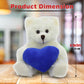 Plushland Cream Teddy Bear with Customized Message on Embroidered Heart, Stuffed Animal Plush Toys- Valentine Personalized Gift for Girls, Boys