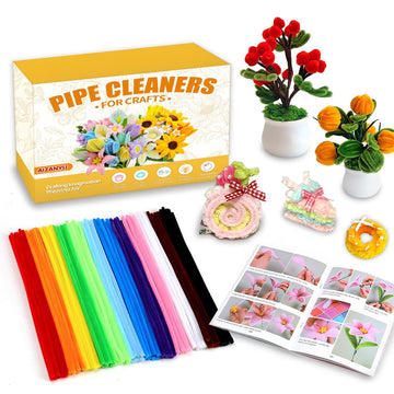 AIZANYU 1200pcs Pipe Cleaners Bulk. 24-Color Chenille Stems for Craft. Art Supplies for Flowers. Flower Making Manual Included