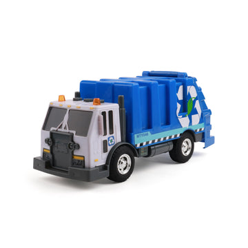 Mighty Fleet Rescue Force 12" Garbage Truck Toy - Realistic Lights & Sounds, Detachable Recycling Bin, Durable Free-Wheeling Design - Ages 3+