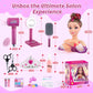 Princess Hair Styling Doll Head Makeup Kit for Girls- Pink, Purple Highlighted Wavy Hair Salon Set with 20+ Accessories - Makeup & Braiding Playset