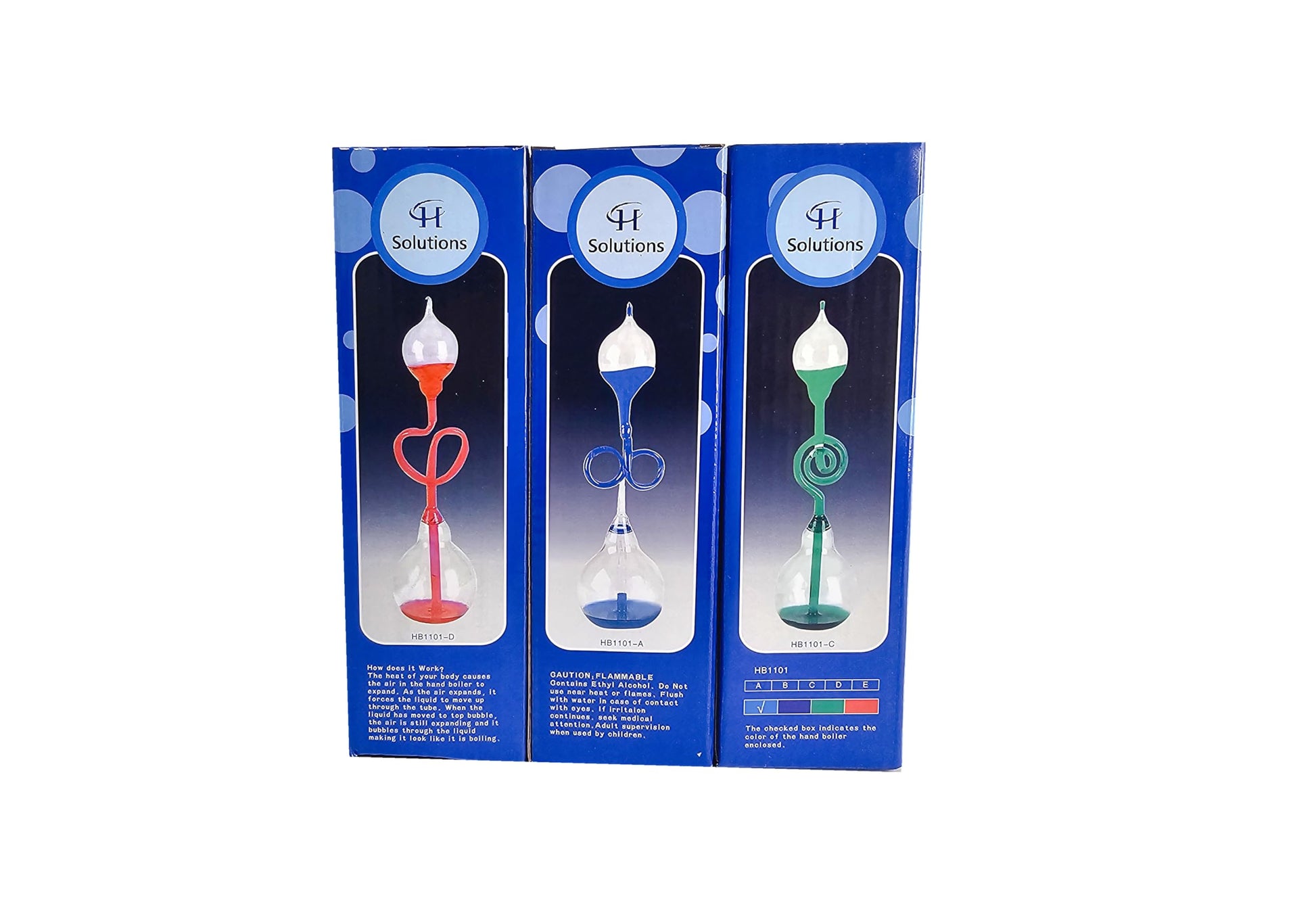 Colorful Office Thinking Hand Boiler, Glass Science Energy Transfer, Children Science Experiment, Love Birds Color Meter Hand Boiler, 3 Pcs