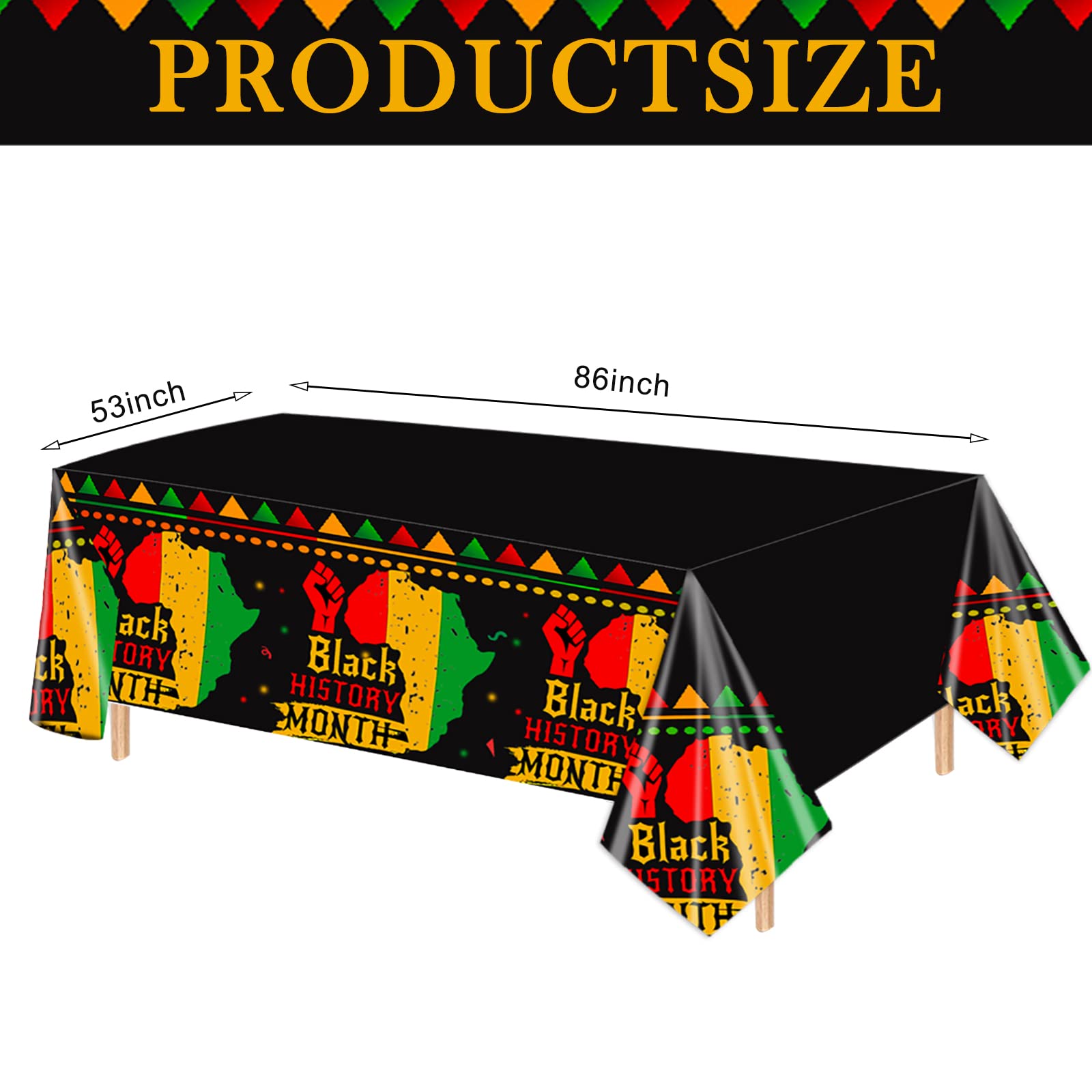 Ertyjikg 3 Pack Black History Month Tablecloths Plastic Disposable Rectangular Tablecloths for African American Heritage Festival Party Dining
