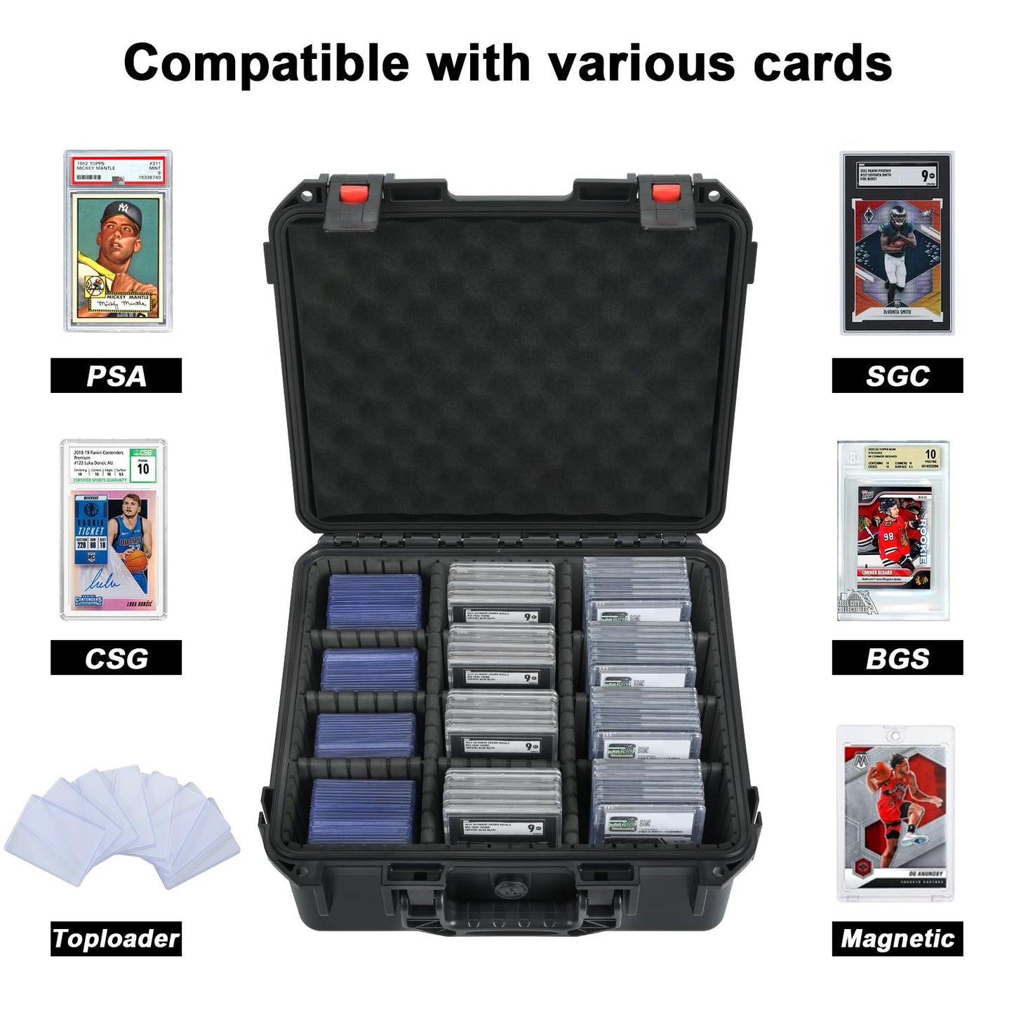 Graded Card Case Storage Box - DIY Trading Card Storage Organizer - PSA BGS SGC TCG Top Loader Holder - Hard Slab Case for Baseball Football Magnetic