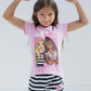 Barbie Big Girls T-Shirt and French Terry Shorts Outfit Set Pink/Black 14-16