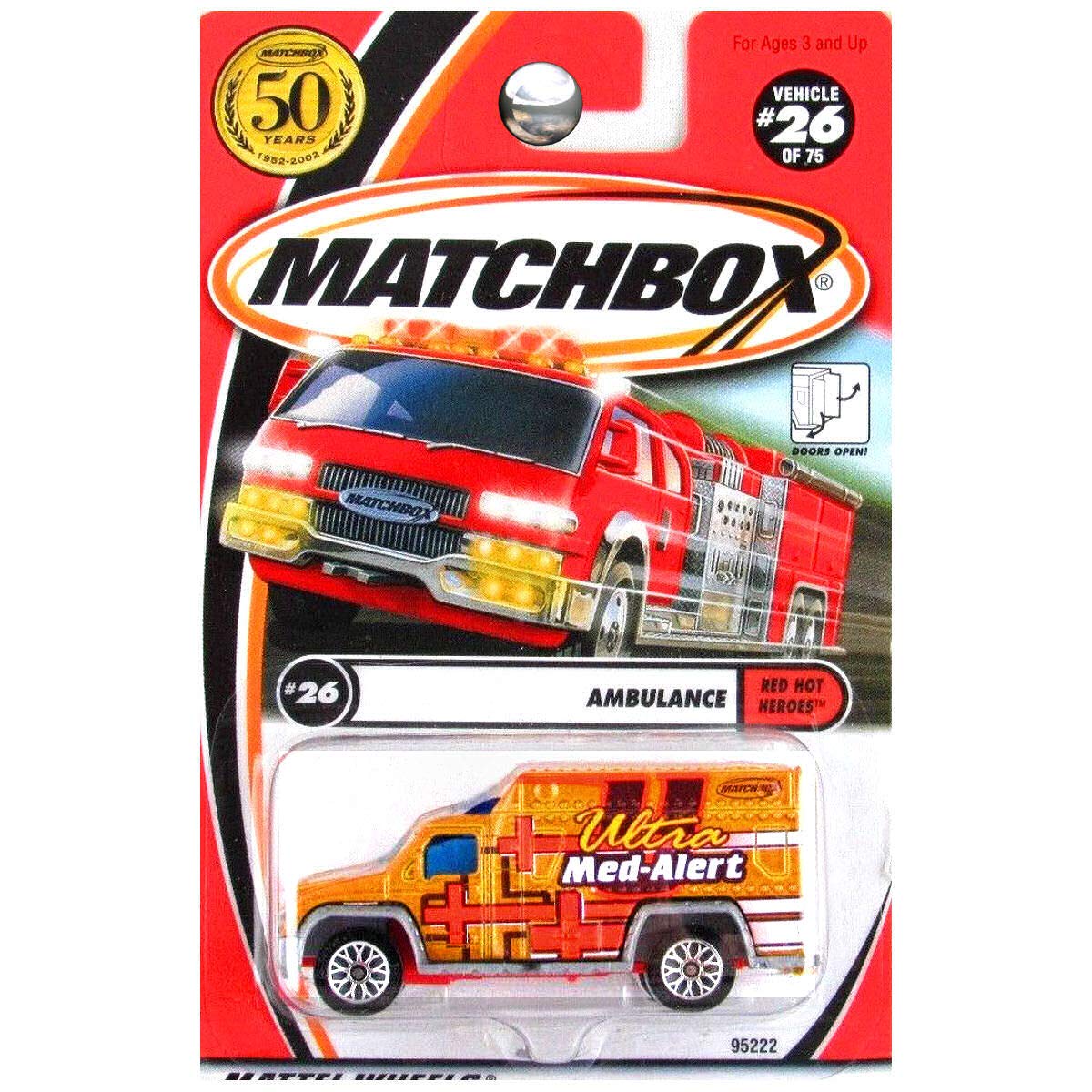 Matchbox 2002 Red Hot Heroes Ambulance Ultra Med-Alert Gold #26