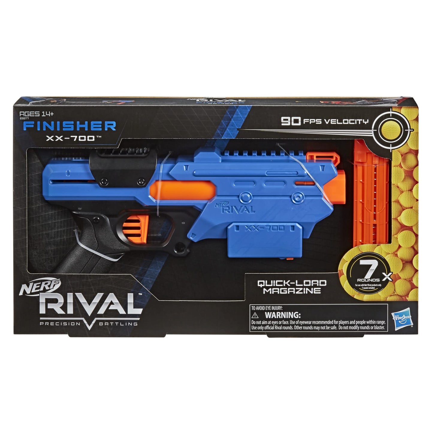 Nerf Rival Finisher XX-700 Blaster - Quick-Load Magazine, Spring Action, Includes 7 Official Rival Rounds - Team Blue