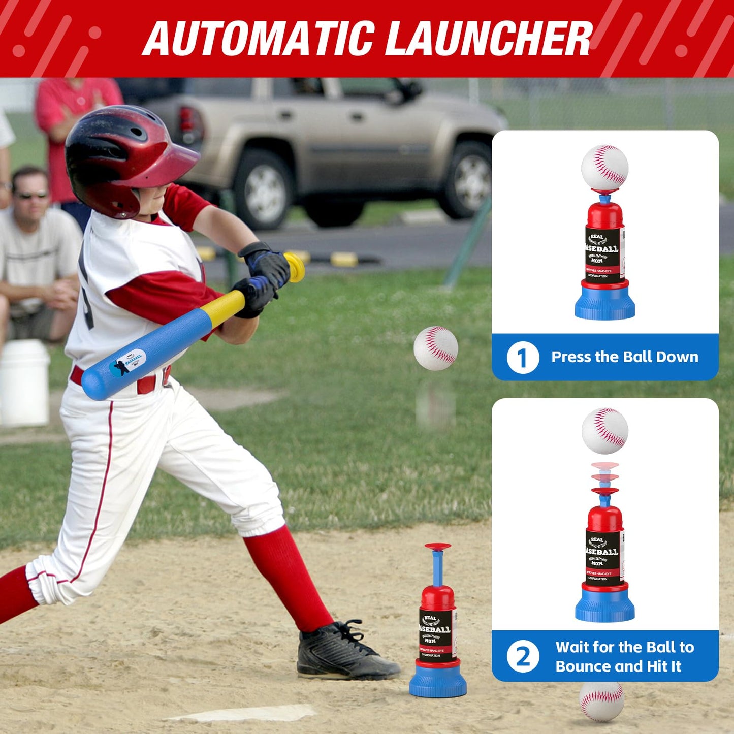 QDRAGON 4 in 1 Tball Set for Kids 3-5 with Toss and Catch Ball Set