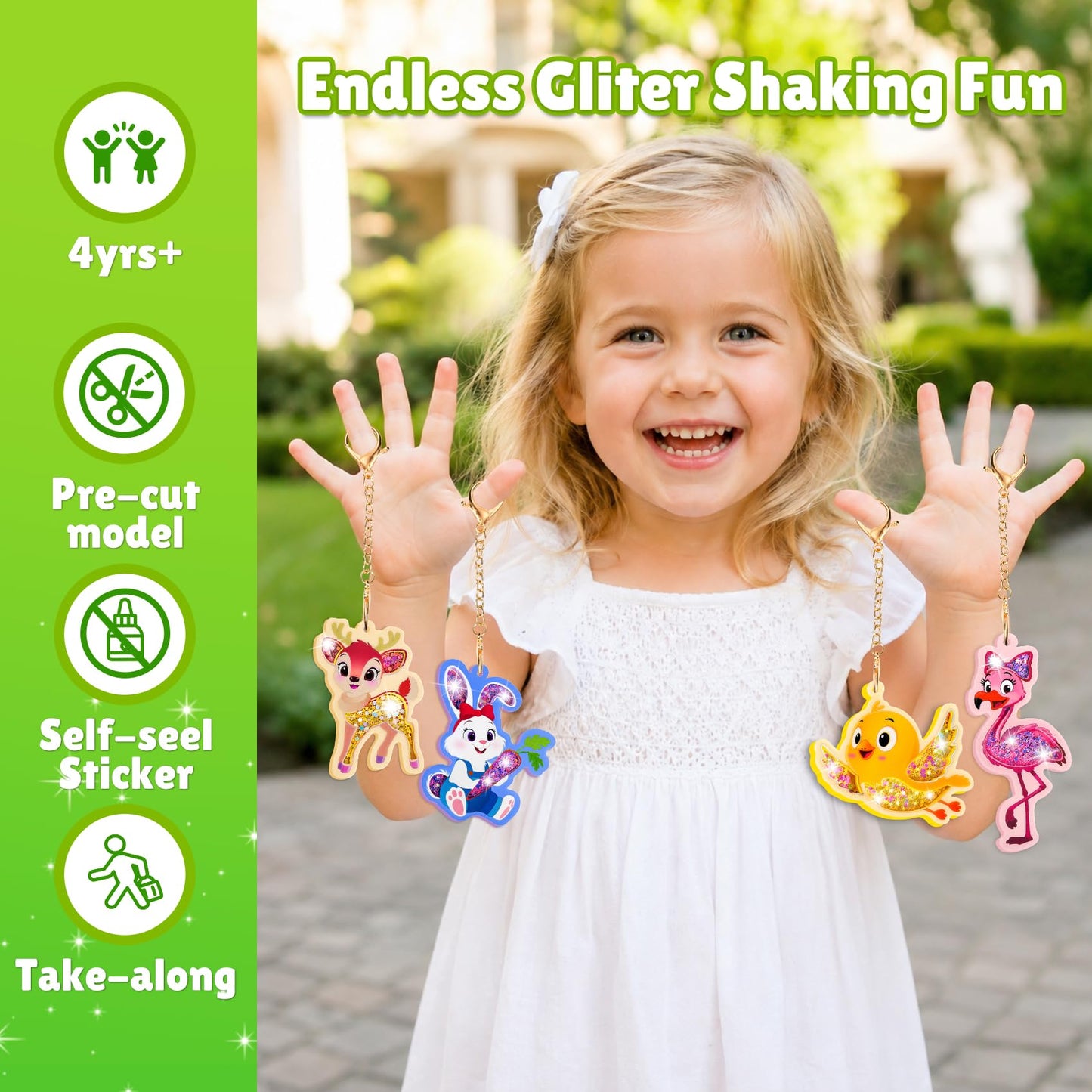 ROOCHKD Fun Shake Glitter Crafts Kit for Kids, DIY Arts and Crafts Art Supplies Class Mess-Free Activity Creative Crafting Travel Toy, Birthday Gifts