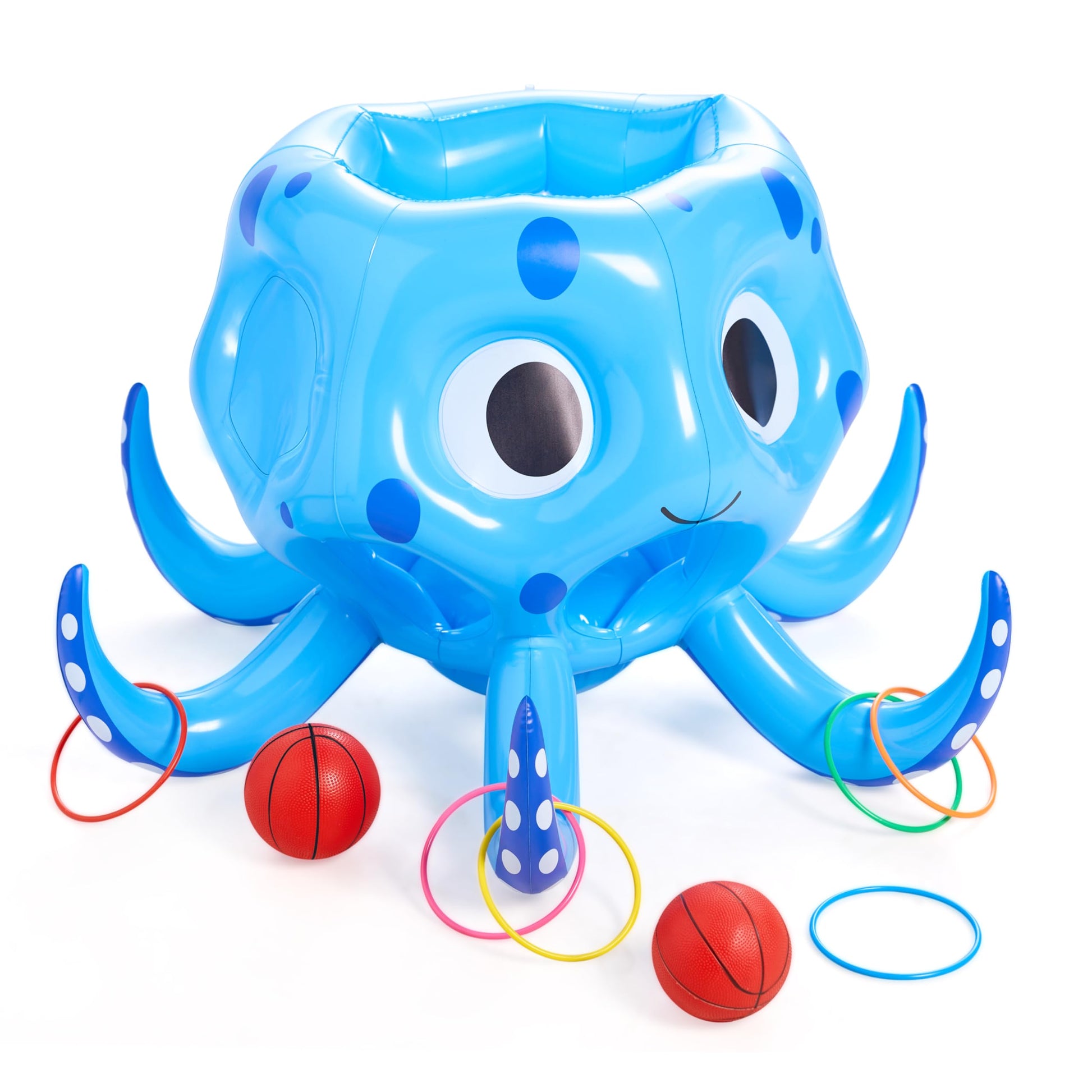 Sloosh Pool Toys, 2-in-1 Inflatable Float Water Game, Octopus Basketball Hoop Ring Toss Outdoor Swim Play, Toss Game Floating Swimming Pool Games