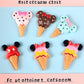 10Pcs Whimsical Mouse Ice Cream Cone Miniatures, 5 Assorted Designs, Resin Character Treats for Dollhouse Dessert Shop & Themed Party Scenes (Not