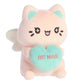 Aurora Enchanting Tasty Peach Candy Heart Sitting Meowchi Stuffed Animal - Bright & Colorful Design - Showpiece Plush - Pink 7 Inches