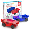 PicassoTiles 2 Piece Car Truck Construction Kit Toy Set Vehicle for Magnetic Blocks Building Tile Sensory Magnet Toys with Re-Enforced Hitch & Long